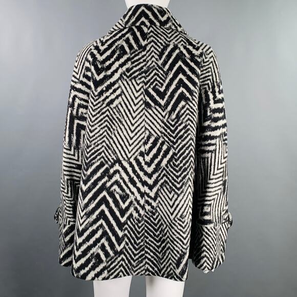 CINZIA ROCCA Size 8 Black White Wool Angora Zig Zag Jacket - Picture 4 of 8